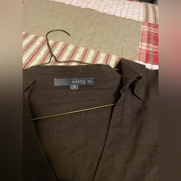 Lightweight dark olive green button down blouse - Picture 2 of 6